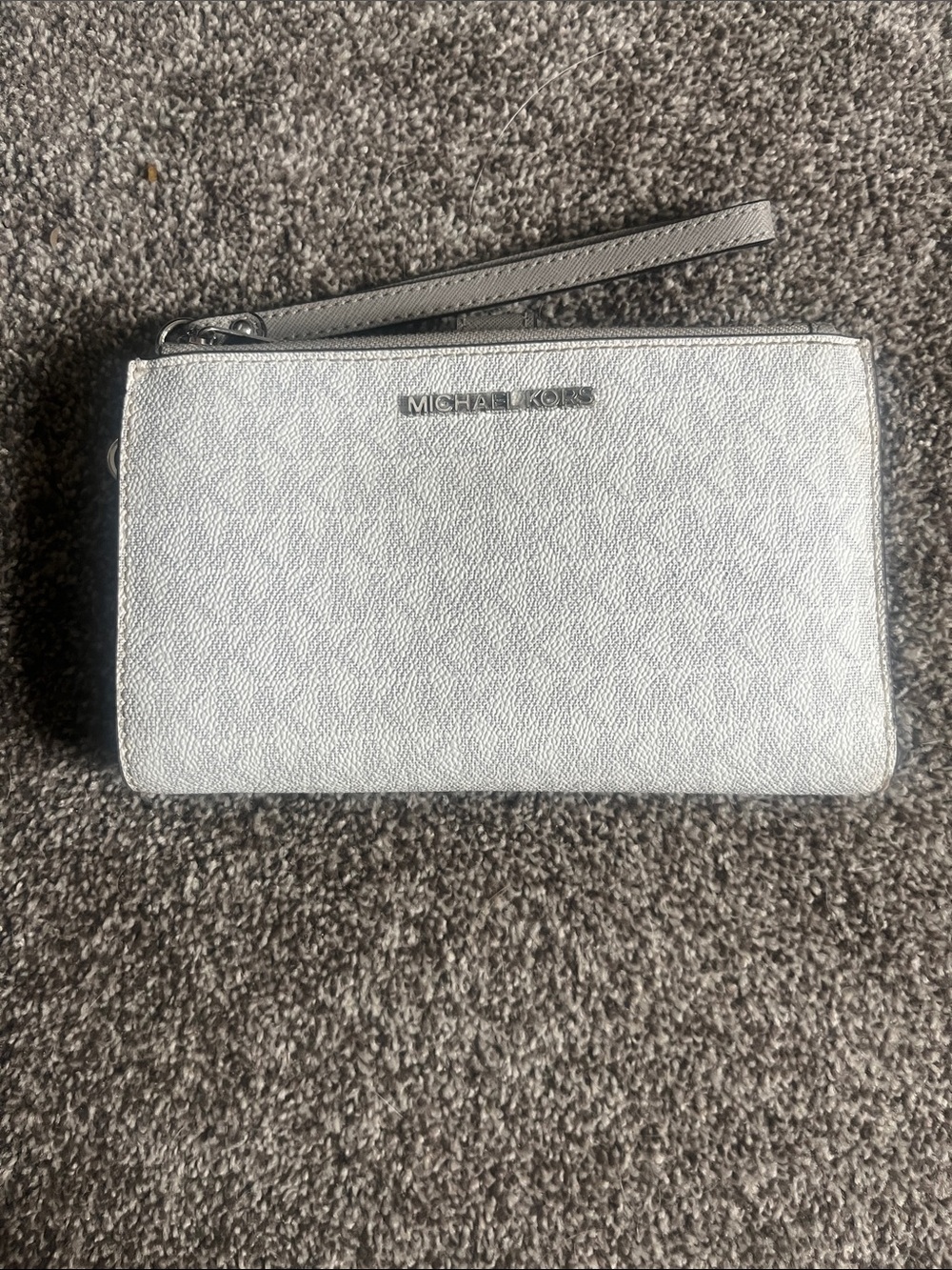 Michael Kors Metallic Silver Wristlet Clutch